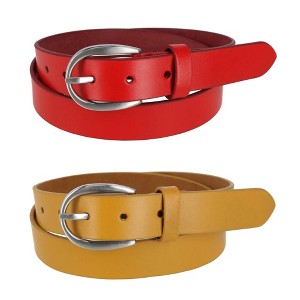 CTM Women's Adjustable Smooth Leather Dress Belt Set - 1 of 4