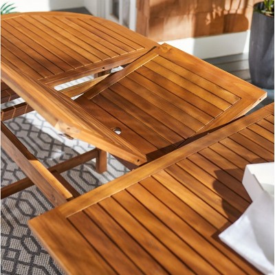 Natural Acacia Wood 6-Person Extendable Outdoor Dining Set