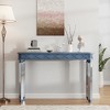 Mid-Century Modern Mirrored Console Table with Solid Wood Base - 3 of 4
