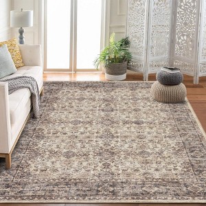 COZONY Floral Vintage Area Rug, Machine Washable Non-Slip Carpet for Living Room and Bedroom - 1 of 4