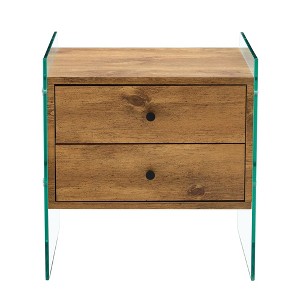 NicBex Modern Nightstand with 2 Drawers and Transparent Tempered Glass Sides for Bedroom and Living Room - 1 of 4
