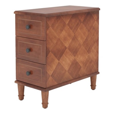 Lirago Brown Wood Nightstand Fully Assembled Narrow 3 Drawer Side Table 23.62x11.81x25.6 Solid Wood MDF Storage Furniture