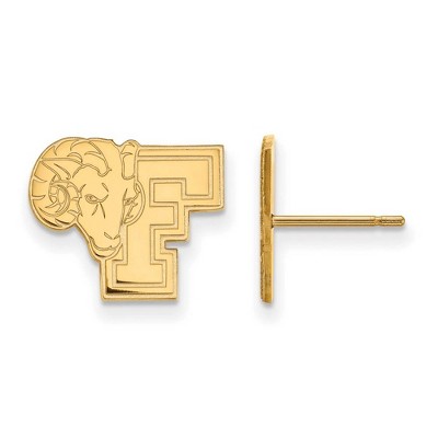 Black Bow Jewelry 14k Yellow Gold Fordham Rams NCAA Post Earrings
