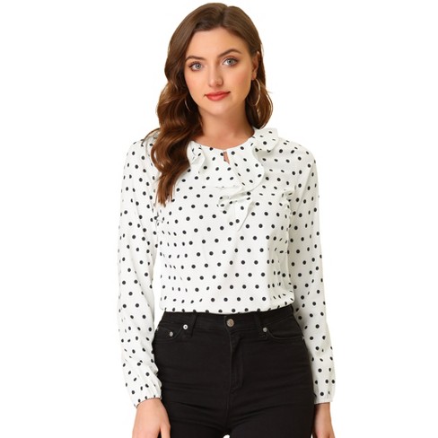 POLKA DOT SHIRT WITH RUFFLES - Black / White