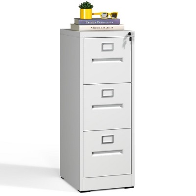 Munora - 3-Drawer Vertical File Cabinet with Lock - Heavy Duty for A4/Letter/Legal Files - White
