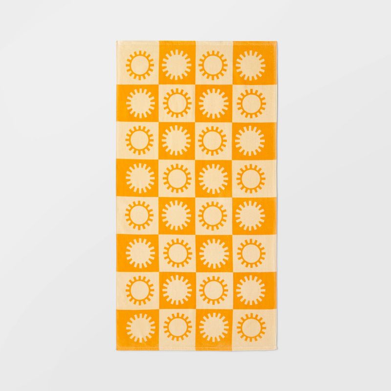 Checkered Sun Beach Towel Yellow - Sun Squad&#8482;, 1 of 6