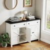 Angel Sar 55'' Farmhouse Buffet Cabinet with Drawers and Barn Door Design, Sideboard for Dining Room and Kitchen, White - 2 of 4
