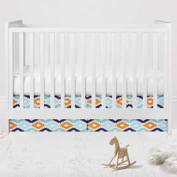 Bacati - Liam Aztec Print Kilim Aqua/Orange/Navy Crib/Toddler Bed Skirt