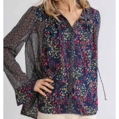 Women's Mixed Floral Print Metallic Blouse - umgee