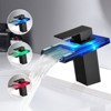 Kumasinova Waterfall Bathroom Faucet 1 Hole,Deck Mount Bathroom Faucets with Color-Changing LED Temperature Display,Single Handle Bathroom Sink Faucet - 3 of 4
