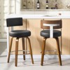 Bekrvio 26" Swivel Counter Height Bar Stools, Faux Leather Upholstered with Back, Walnut Wood Legs, Mid Century Kitchen Island Counter Chairs - 2 of 4
