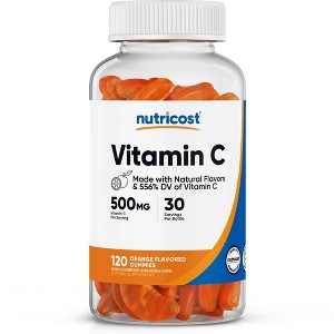 Nutricost Vitamin C Gummies (500mg) 120 Gummies - Made With Natural Flavors & 556% DV of Vitamin C, Vegan, GMO-Free, Gluten-Free, 30 Servings - 1 of 4