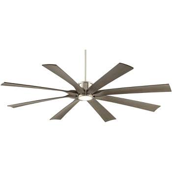 70" Possini Euro Design Modern Indoor Outdoor Ceiling Fan with Light LED Dimmable Remote Brushed Nickel Light Wood Damp Rated Patio Porch