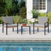 Costway 3 PCS Patio Furniture Set with Coffee Table Removable Cushions Acacia Wood Armrests Black/Gray - 4 of 4