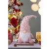 Gulches 8.7x5.9x22.4" Fabric Pink Gnome Decor, Christmas Holiday Accent - 2 of 4