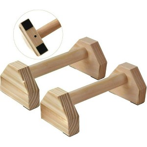 Wooden Push Up Stands with Non-Slip Base, 2-Pack 30CM Parallettes for Strength Training, Home Fitness - 1 of 4