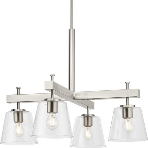 Progress Lighting Saffert 4-Light Chandelier, Brushed Nickel, Clear Glass Shades - image 1 of 1