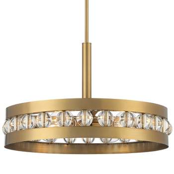 Possini Euro Design Satiny Gold Pendant Chandelier 27 1/4 Wide Modern  Clear Glass Shades 5-Light Fixture for Dining Room House 