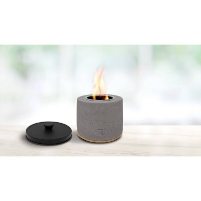Gray Concrete Tabletop Fire Pit with Lid