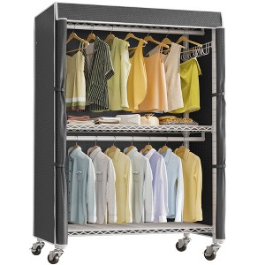 VIPEK R2C Plus Heavy Duty Rolling Garment Rack with Cover Clothing Rack, Black Rack with Cover - 1 of 4