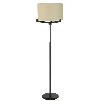Industrial Floor Lamp with Multi Supports Brushed Black and Light Beige Shade - StyleCraft
