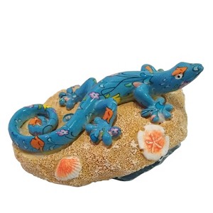 Beachcombers Resin Blue Gecko On Rock Figure Figurine Home Decor Beach Coastal Ocean Sea Life Marine Nautical 4.72 x 3.15 x 2.48 - 1 of 2