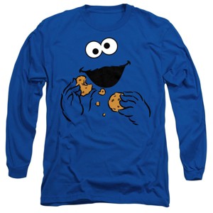 Men’s Sesame Street Cookie Monster Om Nom Face Long Sleeve T-Shirt - 1 of 4