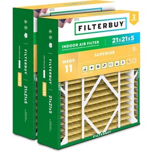 Filterbuy 21x21x5 Air Filter (2-Pack), Pleated MERV 11 Allergen Defense Replacement HVAC AC Furnace Air Filters Replacement for Rheem, Ruud, & Protech - 1 of 4