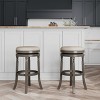 FURNIinspire Counter And Bar Stools Modern Simple Bar Chair, Bar Stool With Beige Fabric Seat For Restaurant, Bar, Dining Room, Gray, 17"*17"*30" - 2 of 4