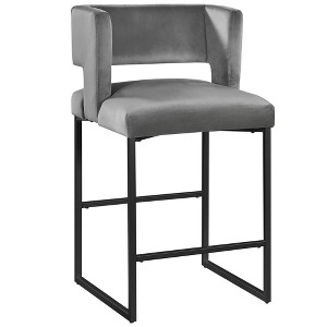 Best Master Furniture,Lynx Black Velvet Bar Stools (Set of 2) - 1 of 3