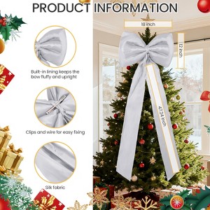 1 Set of Dyed Satin, Cotton, and Iron Wire 1pcs Christmas Tree Bow Top Decoration + 24pcs Ribbon Bow Decoration Long Decorative Set - 1 of 4