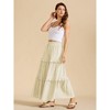Women's Ruffle Splicing Drawstring Waist Maxi Skirt Summer Fall Casual Flowy Swing A Line Loose Fit Tiered Long Skirt - 3 of 4