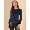 Allegra K Women's Polka Dots Burn-Out Long Sleeve Velvet Top - 3 of 4