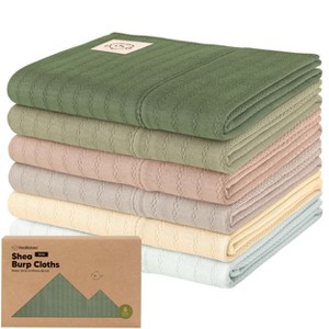 6pk Shea Baby Burp Cloths, Organic Cotton Burping Cloths for Babies, Boys, Girls, Soft & Absorbent Spit Up Rag - 1 of 4