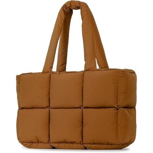 Puffer Tote Bag for Women, Large Quilted Puffy Handbag Lightweight Satchel Purse - 1 of 4
