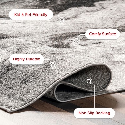 Modern Abstract Elegance 4' x 6' Gray Synthetic Area Rug