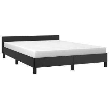 vidaXL Queen Size Bed Frame with Headboard - Modern Double Bed - Durable Faux Leather - Black