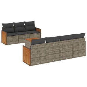 vidaXL 8 Piece Patio Sofa Set with Cushions - Gray Poly Rattan - 1 of 4