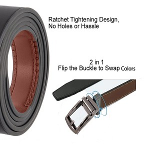 JackRatchet Reversible Ratchet Belt Double Sided - 1 Belt - 2 Colors - Black/Grey Strap With Black Buckle - 1 of 4