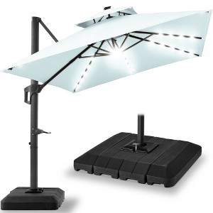 Best Choice Products 10x10ft 2-Tier Square Outdoor Solar LED Cantilever Patio Umbrella w/ Base Included - 1 of 4