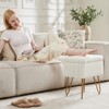 Vynxaria Modern Faux Fur Makeup Stool with Storage, 4 Metal Legs, Adjustable Non-Slip Pads, 360-Degree Swivel, White - 3 of 4