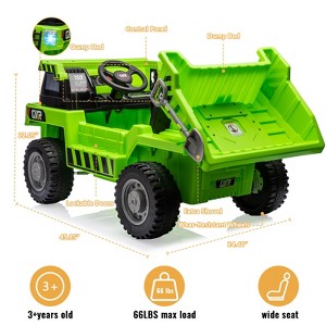 Remote-controlled children's ride-on tipper truck, dual-speed motor, tilting cargo box, toy bucket, outdoor construction fun, suitable for children. - 1 of 4