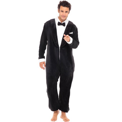 ADR Men s Tuxedo Adult Onesie Plush Fleece Novelty Pajamas Set 2X Large