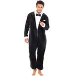 Men's Tuxedo Adult Onesie, Plush Fleece Novelty Pajamas Set
