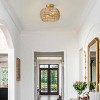 Dewdrop Boho Rattan Semi Flush Mount Ceiling Light, Gold Farmhouse Woven Rope Fixture for Bedroom Living Room - 4 of 4