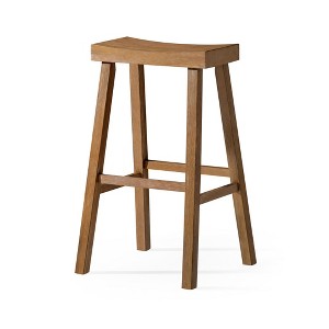 HomeRoots 31" Natural Solid Wood Backless Bar Height Bar Chair - 1 of 4