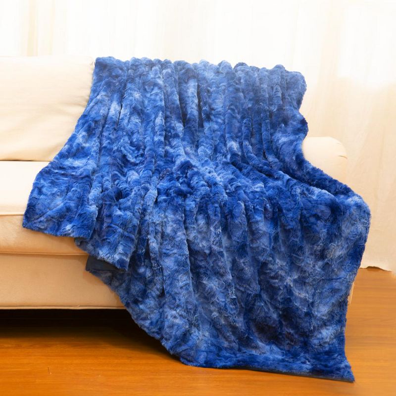 Cheer Collection Ultra Soft Faux Fur Throw Blanket - Blue, 1 of 10