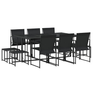 vidaXL Patio Dining Set Table and Chair Garden Outdoor Furniture Black Textilene - 1 of 4
