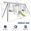 Gymax 7-in-1 Outdoor Swing Set Stable A-shaped Steel Swing Stand w/ Glider Gym Rings Slide Monkey Bar Basketball Hoop and 2 Swings - 4 of 4