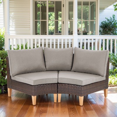 Gymojoy 2 Pieces Patio Furniture Set All-Weather Outdoor Wicker Sectional Sofa